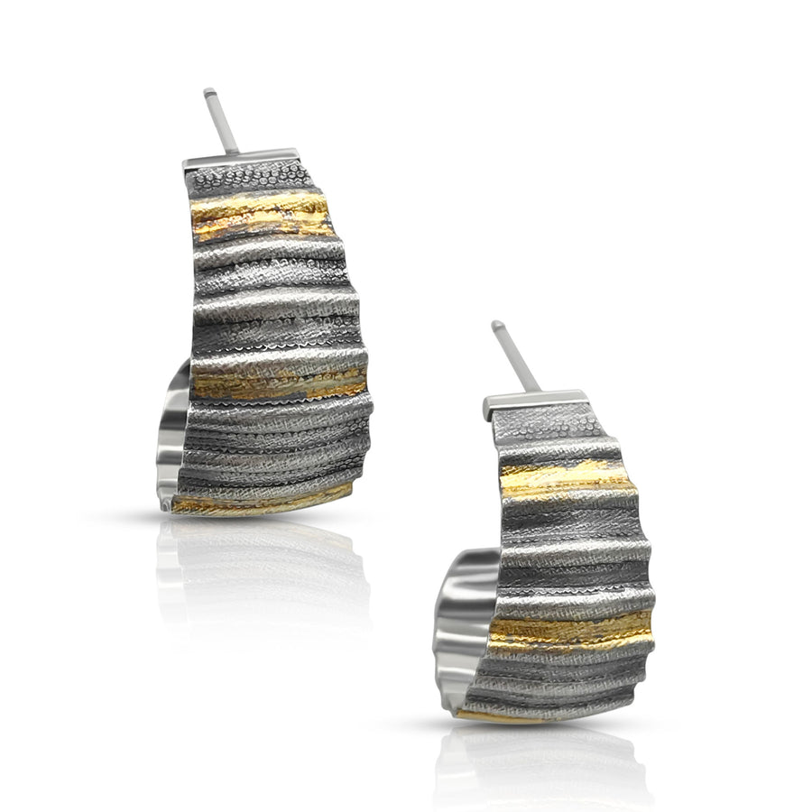 EG Speiseir handcrafted foldformed oxidized keum boo post hoop earrings make a classic statement