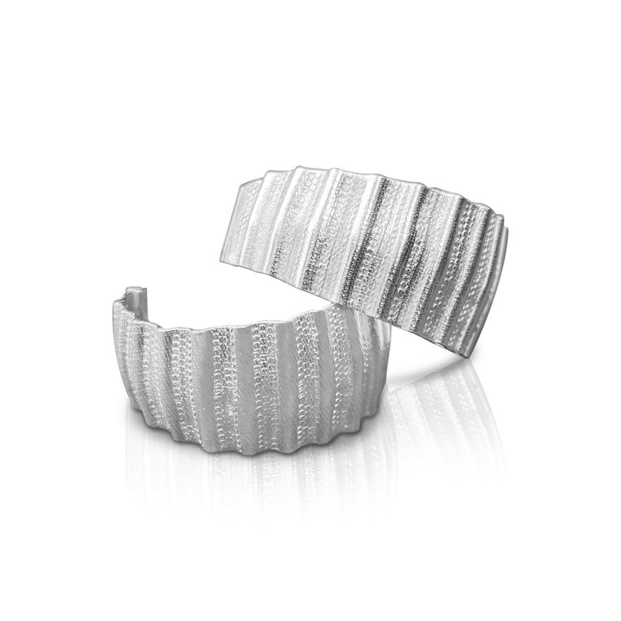 EG Speiser jewelry handcrafted and textured sterling silver foldf ormed post hoop earrings make a classic statement 
